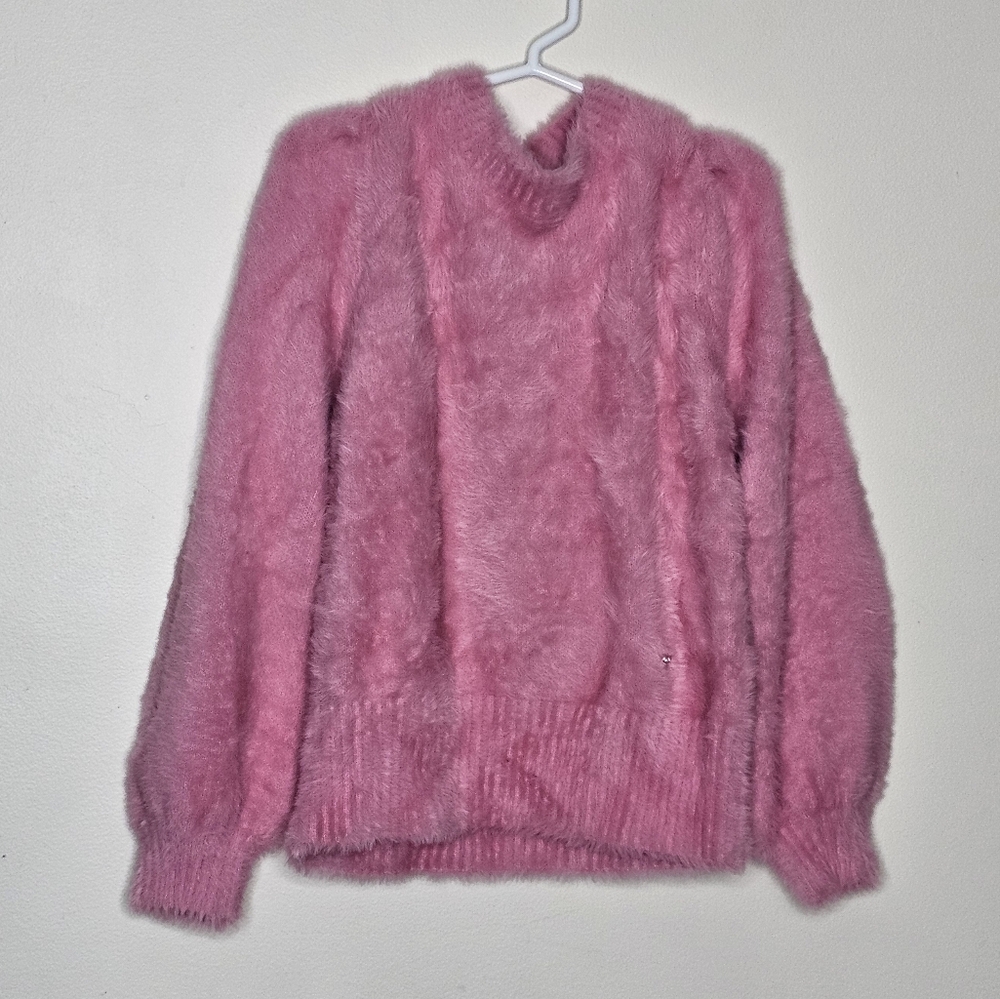 Abel & Lula girls fuzzy pink eyelash sweater size 8